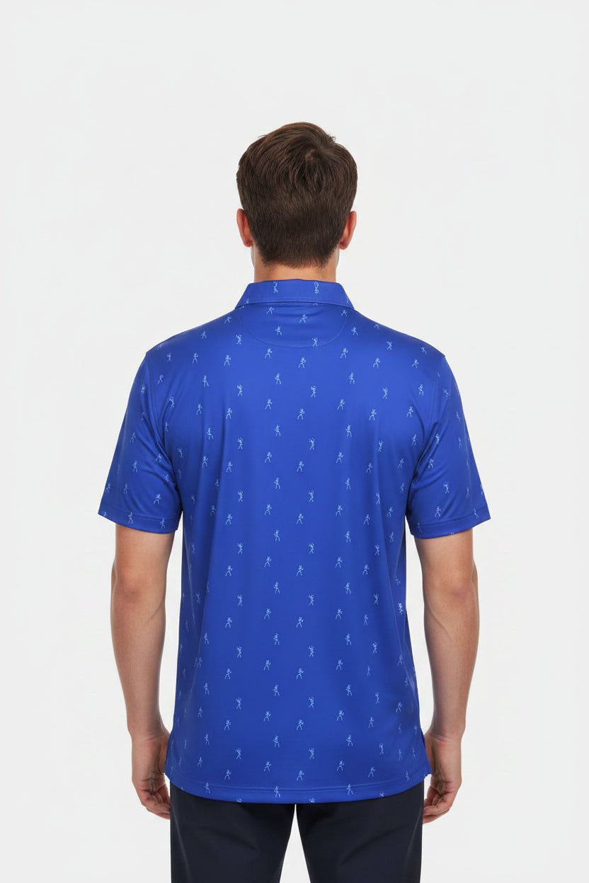 Donald Ross Mens Hamish Skeleton Short Sleeve Polo (w/logo) - Navy/White
