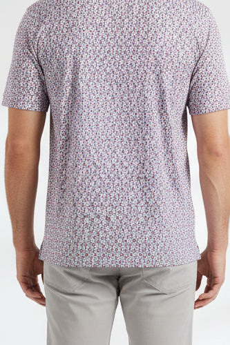 Donald Ross Mens Alfie Short Sleeve Polo (w/logo) - White/Denim