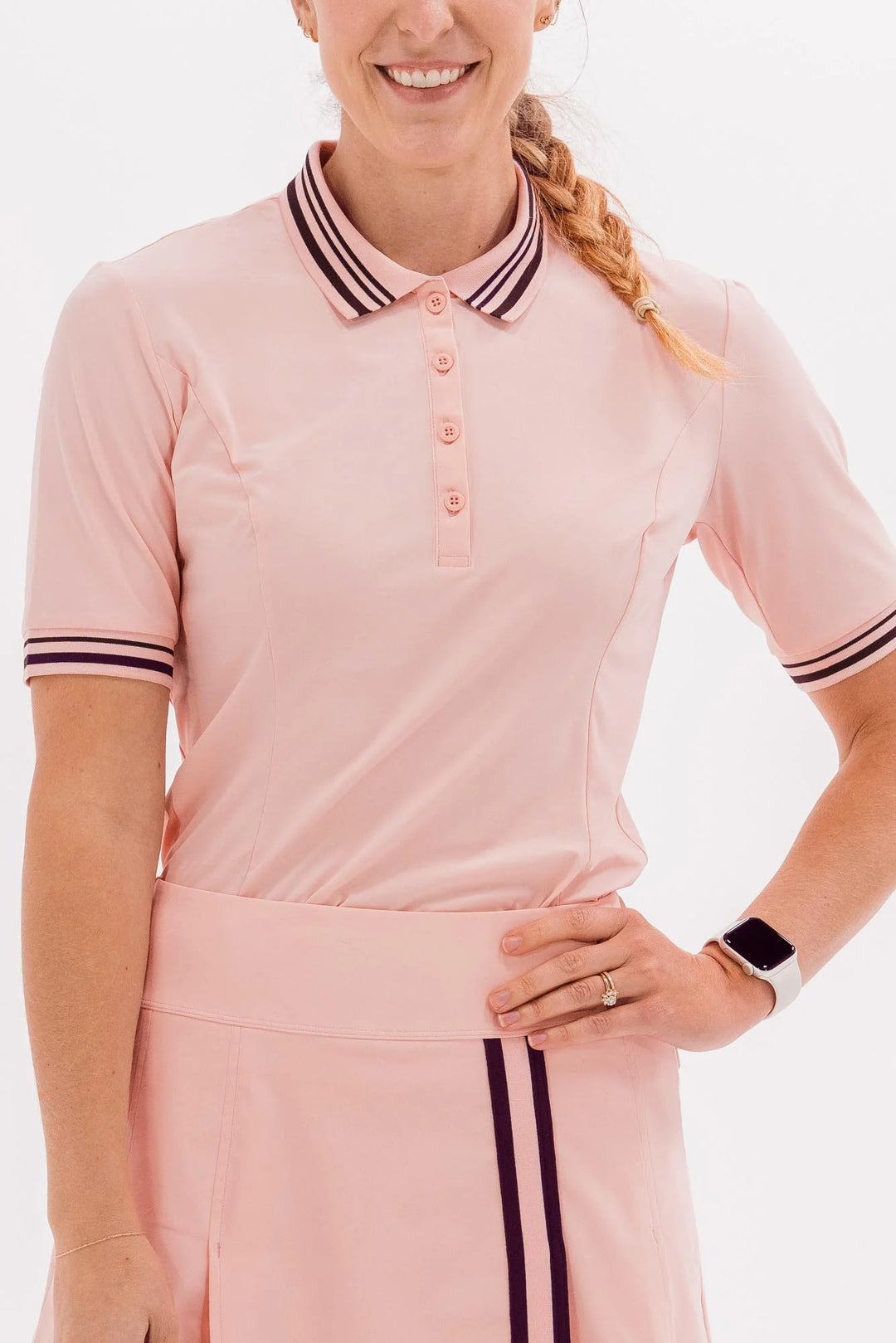 Foray Golf Heritage Rose Short Sleeve Polo - Powder Pink - Skorzie