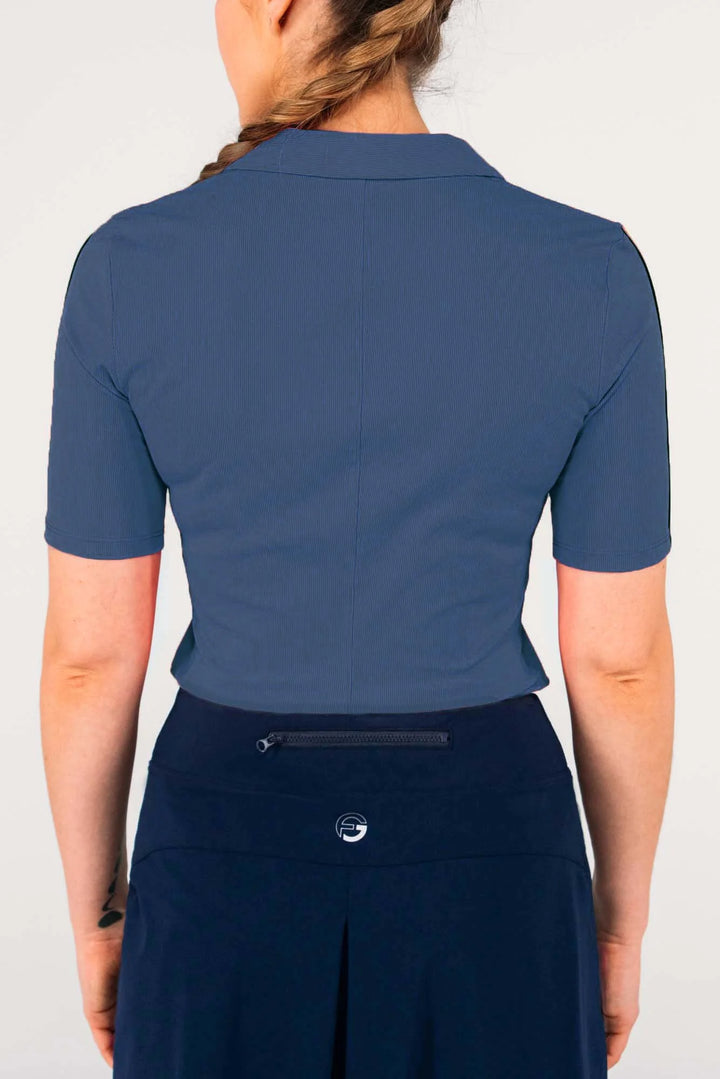 Foray Golf V-Neck Short Sleeve Rib Polo - Navy/Blue - XX-Small - Skorzie