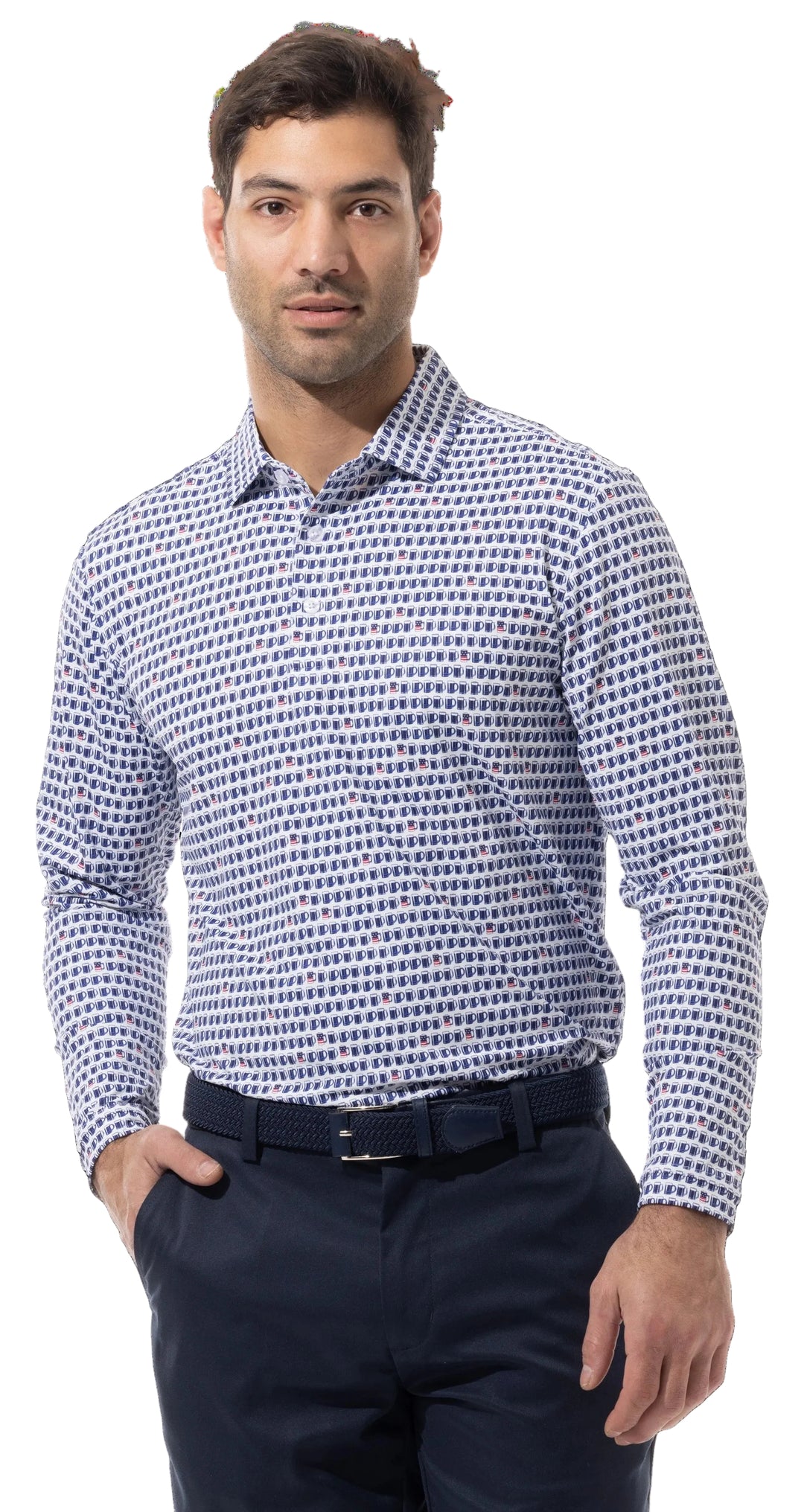 SanSoleil Mens SolTek ICE Long Sleeve Polo - US Ale