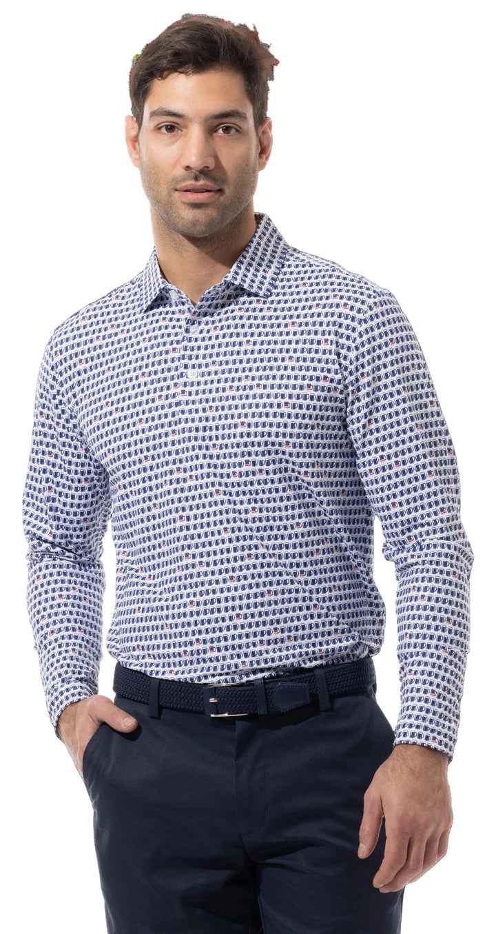 SanSoleil Mens SolTek ICE Long Sleeve Polo - US Ale
