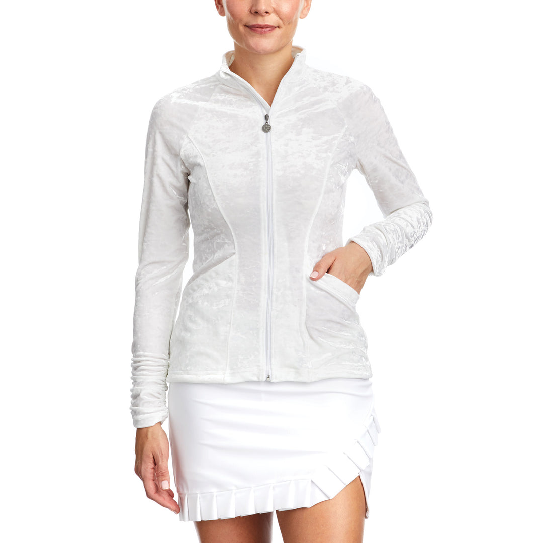 Tzu Tzu Sasha Jacket - Crushed Velvet White - Skorzie