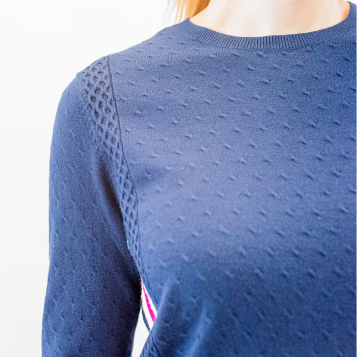 Belyn Key Greenside Cable Sweater - Ink/Magenta/Chalk