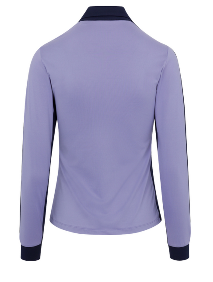 Dunning Moira Ventilated Long Sleeve Polo - Persian Violet/Night Sky