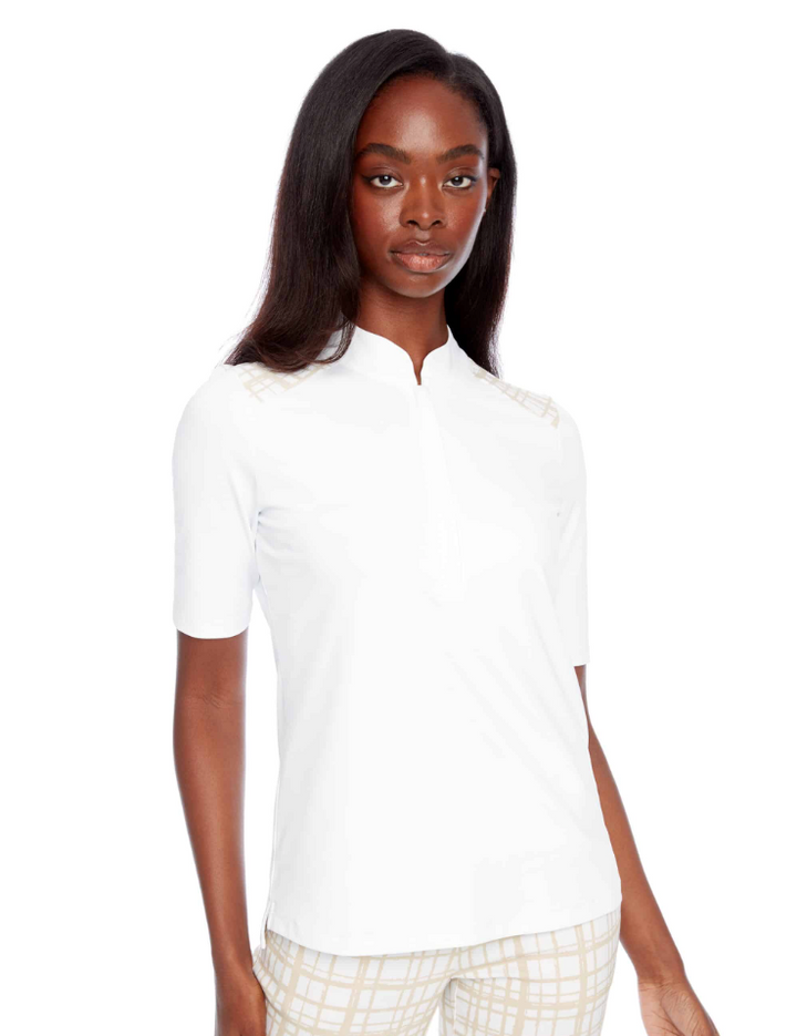 Swing Control Zippered Velocity Polo - Desert Plaid