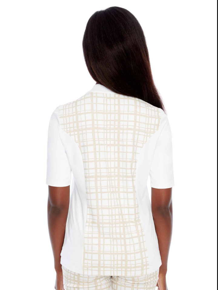 Swing Control Zippered Velocity Polo - Desert Plaid