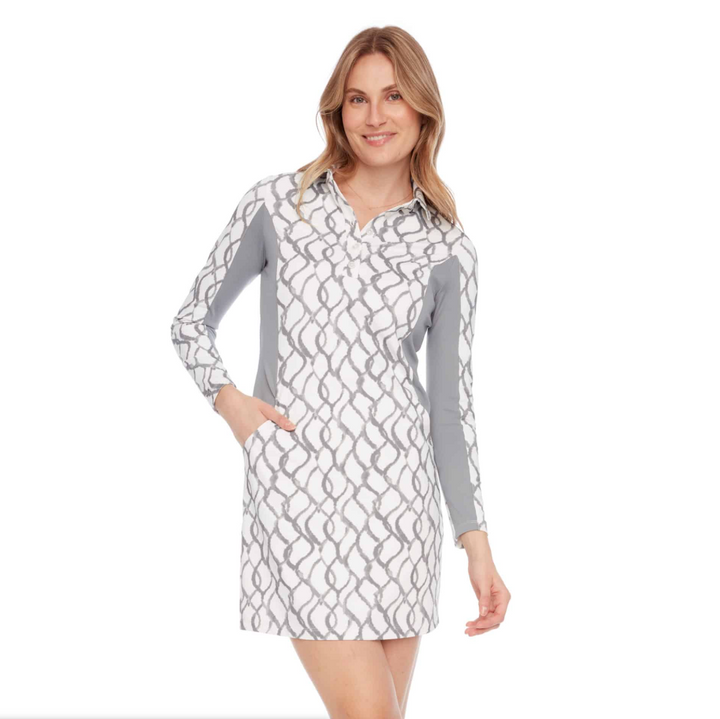 Swing Control Ribbed Long Sleeve Airspun Dress - Infinity Print