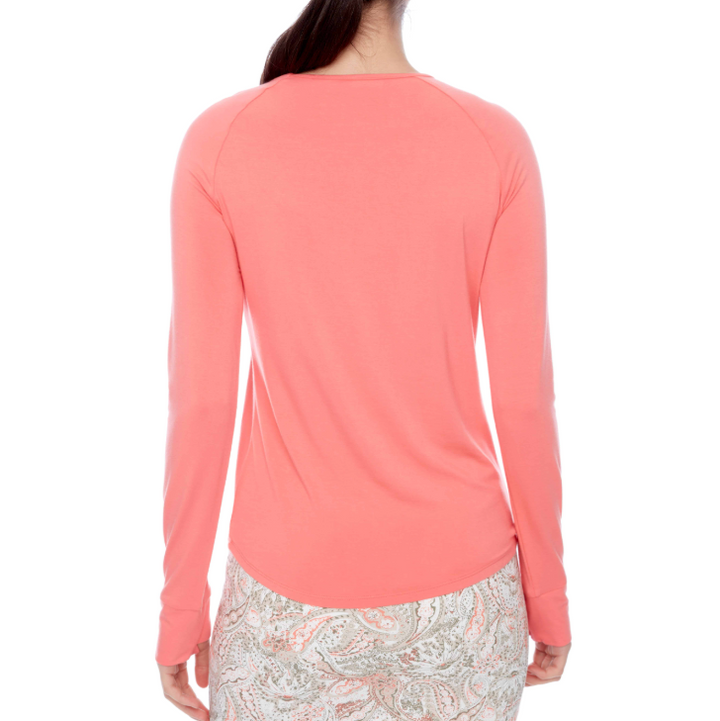 Swing Control Solid Long Sleeve Jersey Knit Top - Coral
