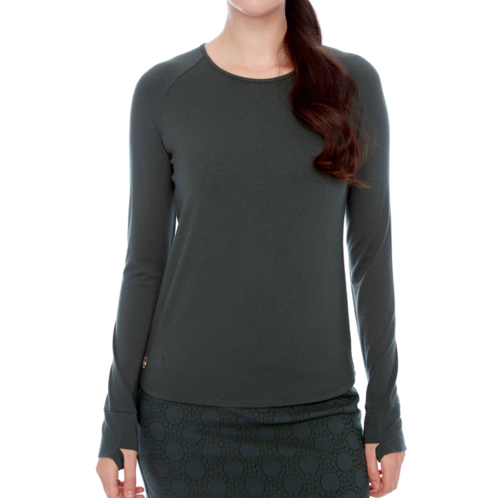 Swing Control Solid Long Sleeve Jersey Knit Top - Olive