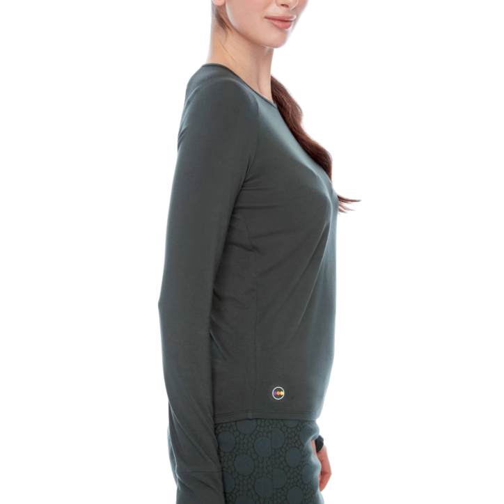 Swing Control Solid Long Sleeve Jersey Knit Top - Olive