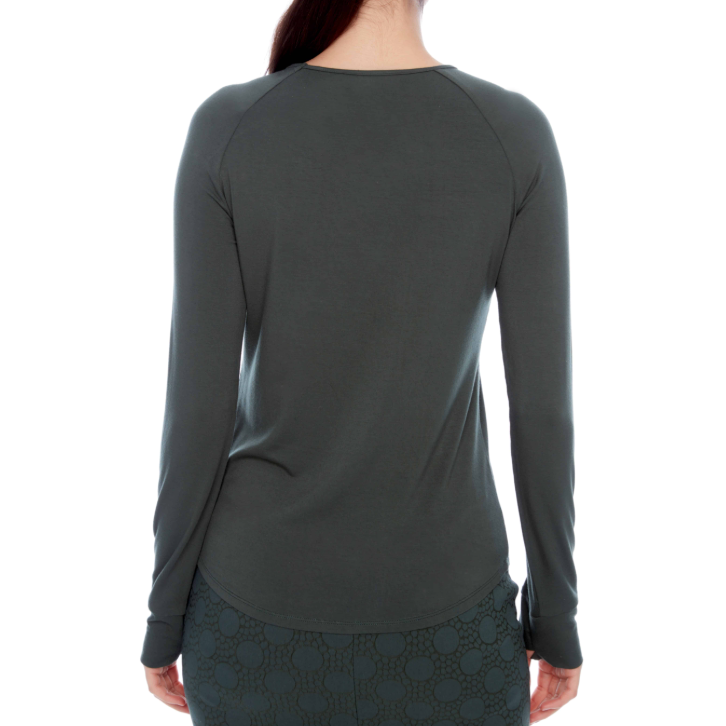 Swing Control Solid Long Sleeve Jersey Knit Top - Olive