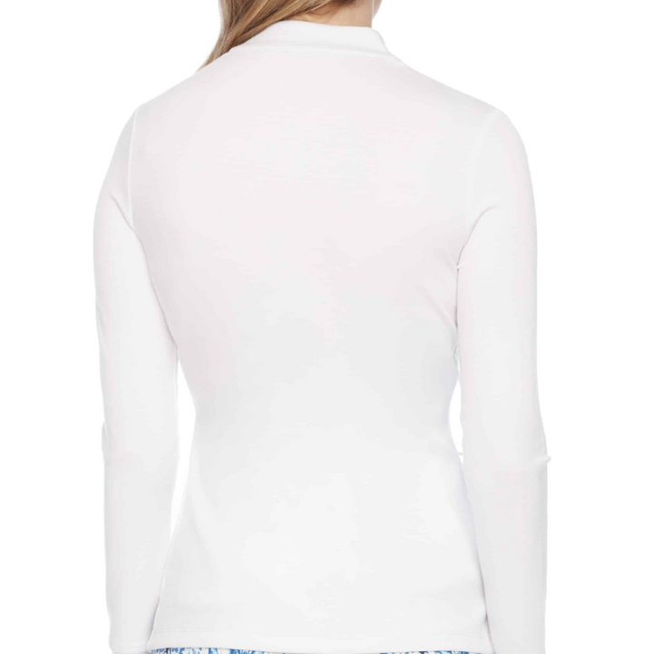 Swing Control Long Sleeve Zippered Modal Top - White