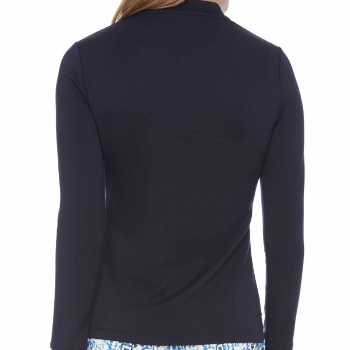 Swing Control Long Sleeve Zippered Modal Top - Navy