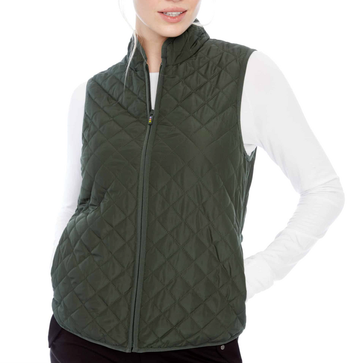 Swing Control Solid Quilted Vest - Olive