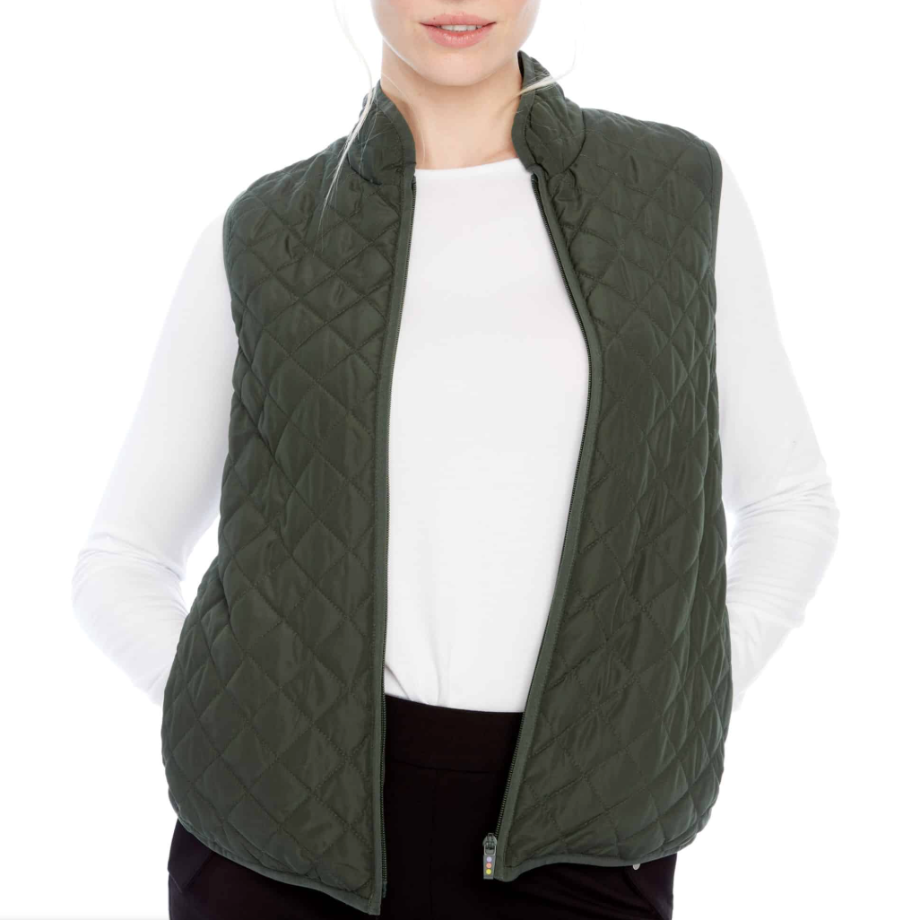 Swing Control Solid Quilted Vest - Olive
