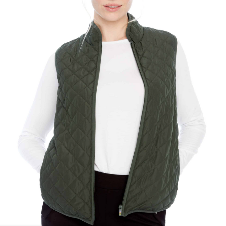 Swing Control Solid Quilted Vest - Olive