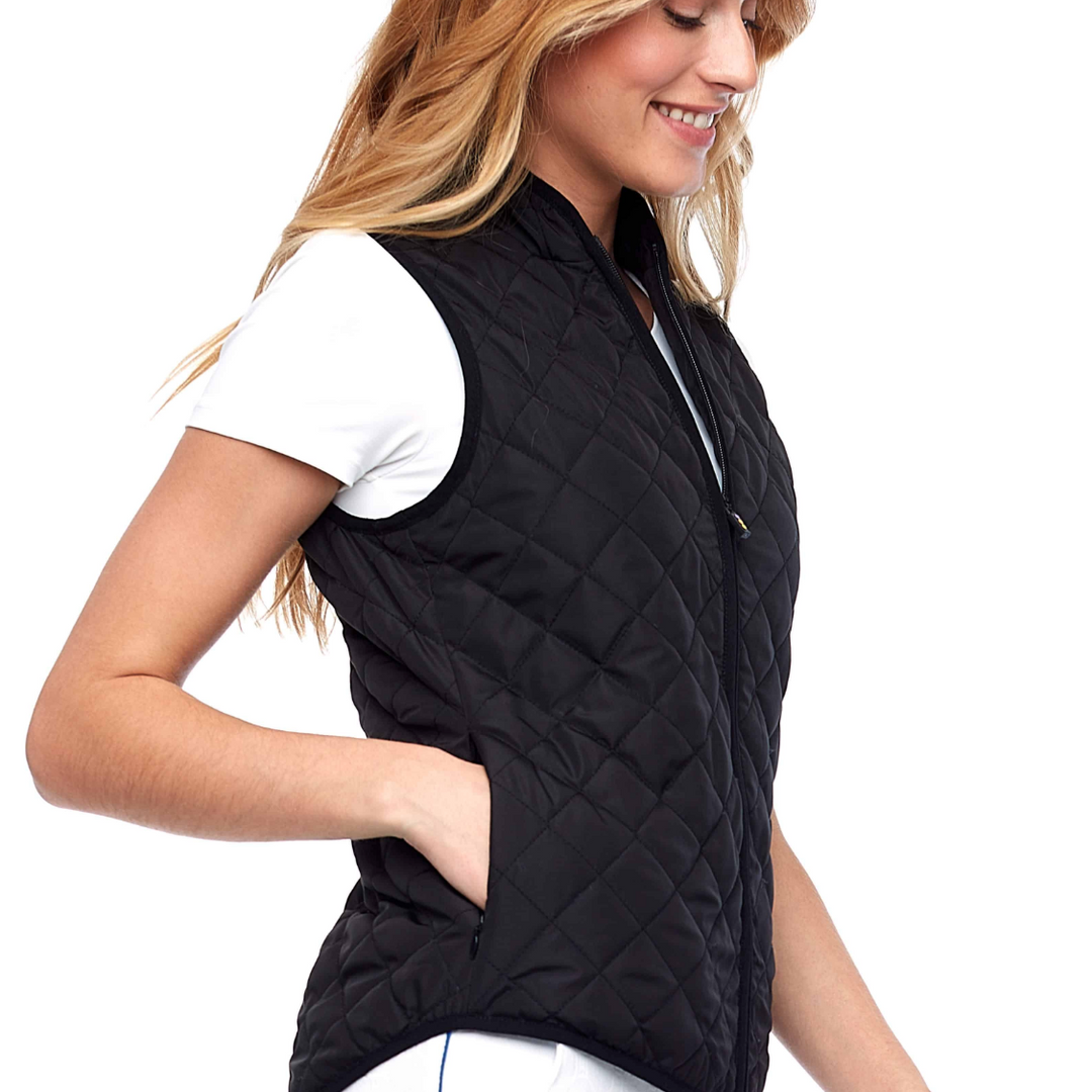 Swing Control Solid Quilted Vest - Black