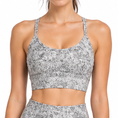 Varley Women's Sports Bra Move Irena Ivory Textured Snake Size S