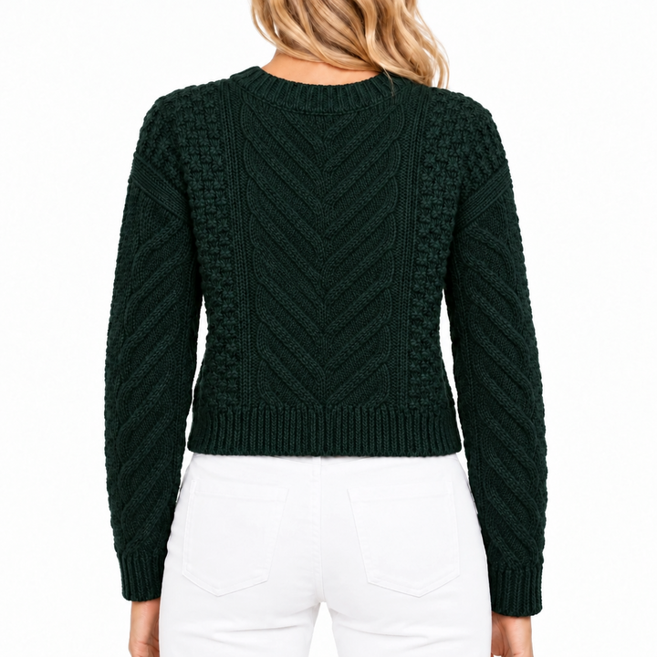 27 Miles Women's Cardigan Malia Cable Cropped Forest Size S