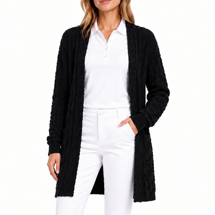 Margaret O'Leary Women's Cardigan 3D Open Coat Black