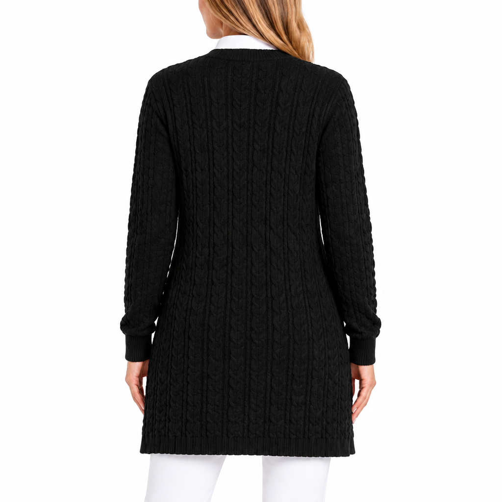 Margaret O'Leary Women's Cardigan 3D Open Coat Black