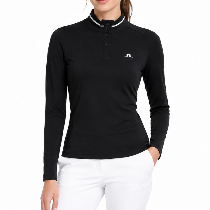 J.Lindeberg Women's Golf L/S Polo Hertta Black Size XS