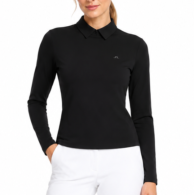 J.Lindeberg Women's Golf L/S Polo Tori Hybrid Black Size XS