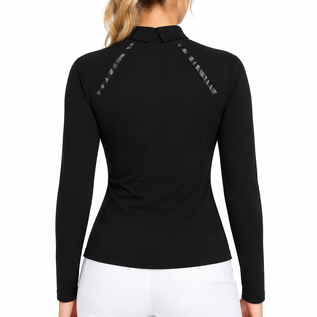 J.Lindeberg Women's Golf L/S Polo Tori Hybrid Black Size XS