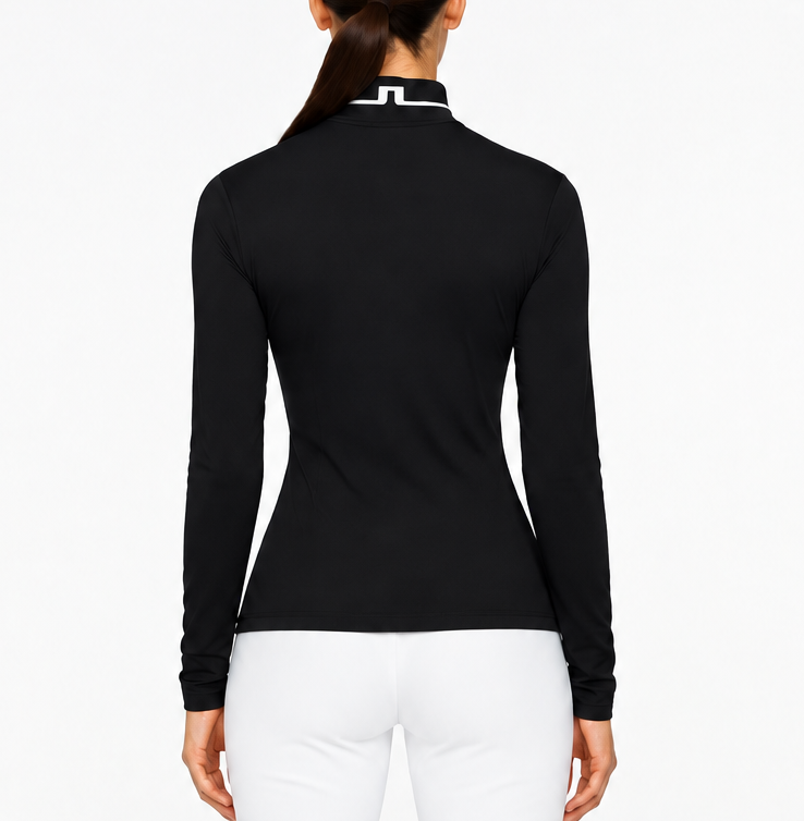 J.Lindeberg Women's Golf L/S Polo Hertta Black Size XS