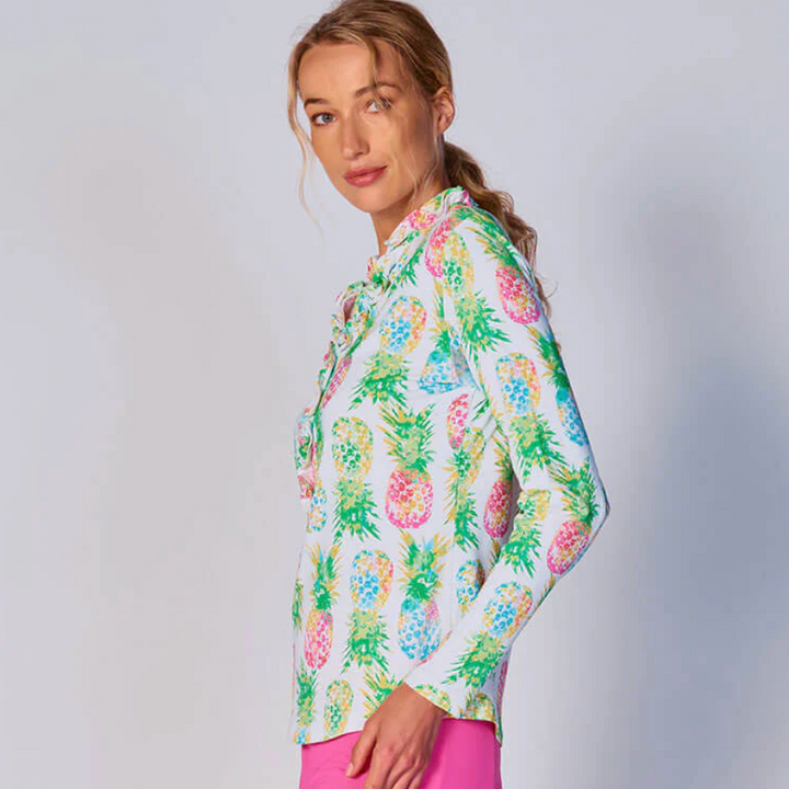 G-Lifestyle Long Sleeve Double Ruffle Top - Ananas Green