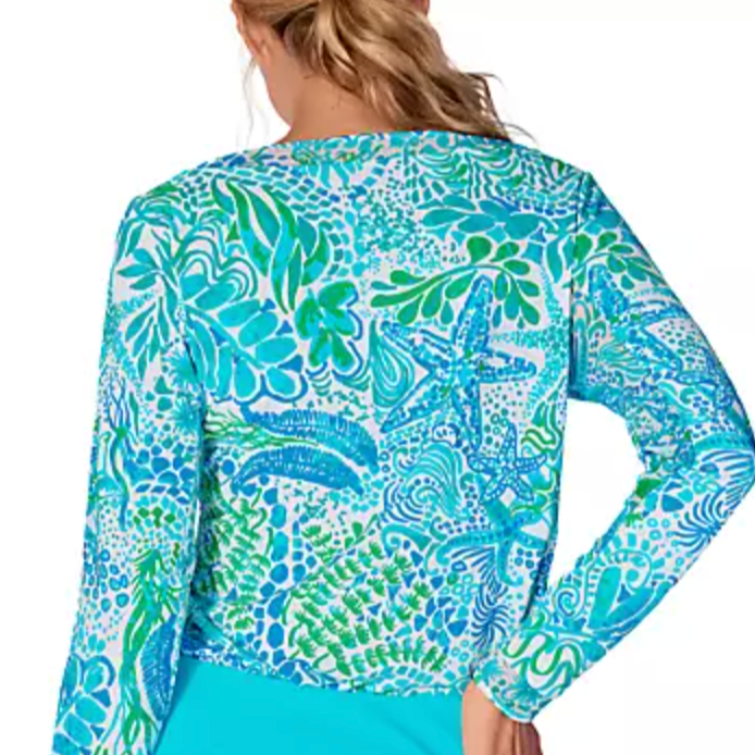 G-Lifestyle Mesh Insert Long Sleeve Top - Starfish Bright Peri