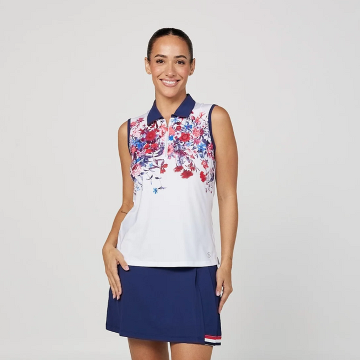 Sofibella Wild Flowers Sleeveless Polo - Mandolina