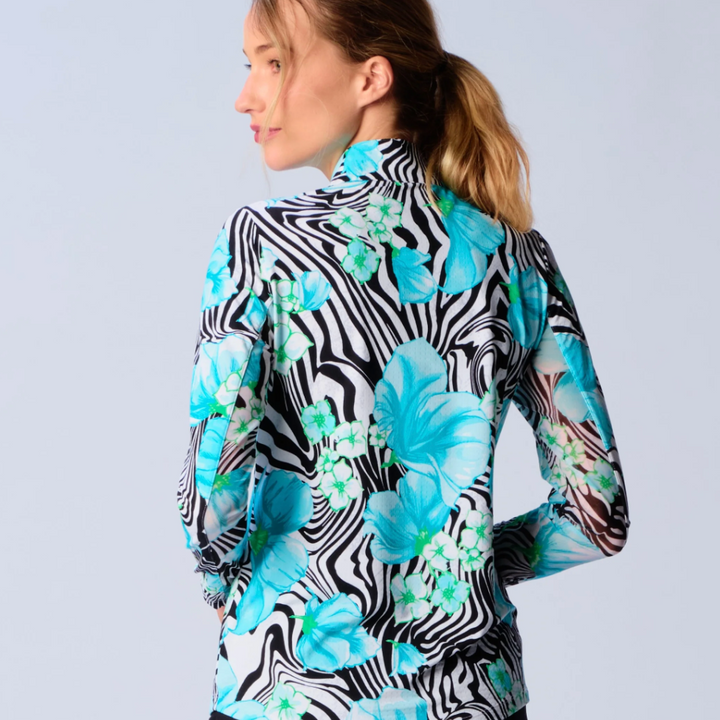 G-Lifestyle Quarter Zip Sun Protection Top - Black Zebra