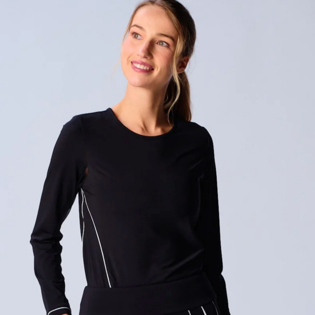 G-Lifestyle Piping Long Sleeve Top - Black