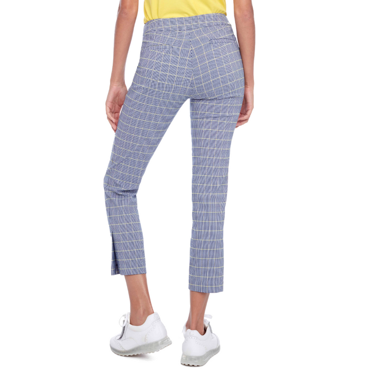 Swing Control Lucca Plaid Techno Ankle Pant - White Lemon Blue