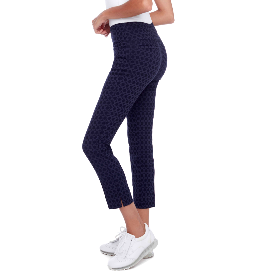 Swing Control Cameo Vented Jacquard Ankle Pant - Navy