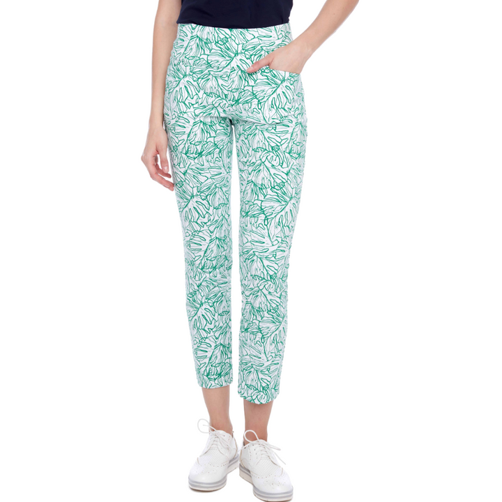 Swing Control Green Monstera Vented Techno Ankle Pant - Green Monstera