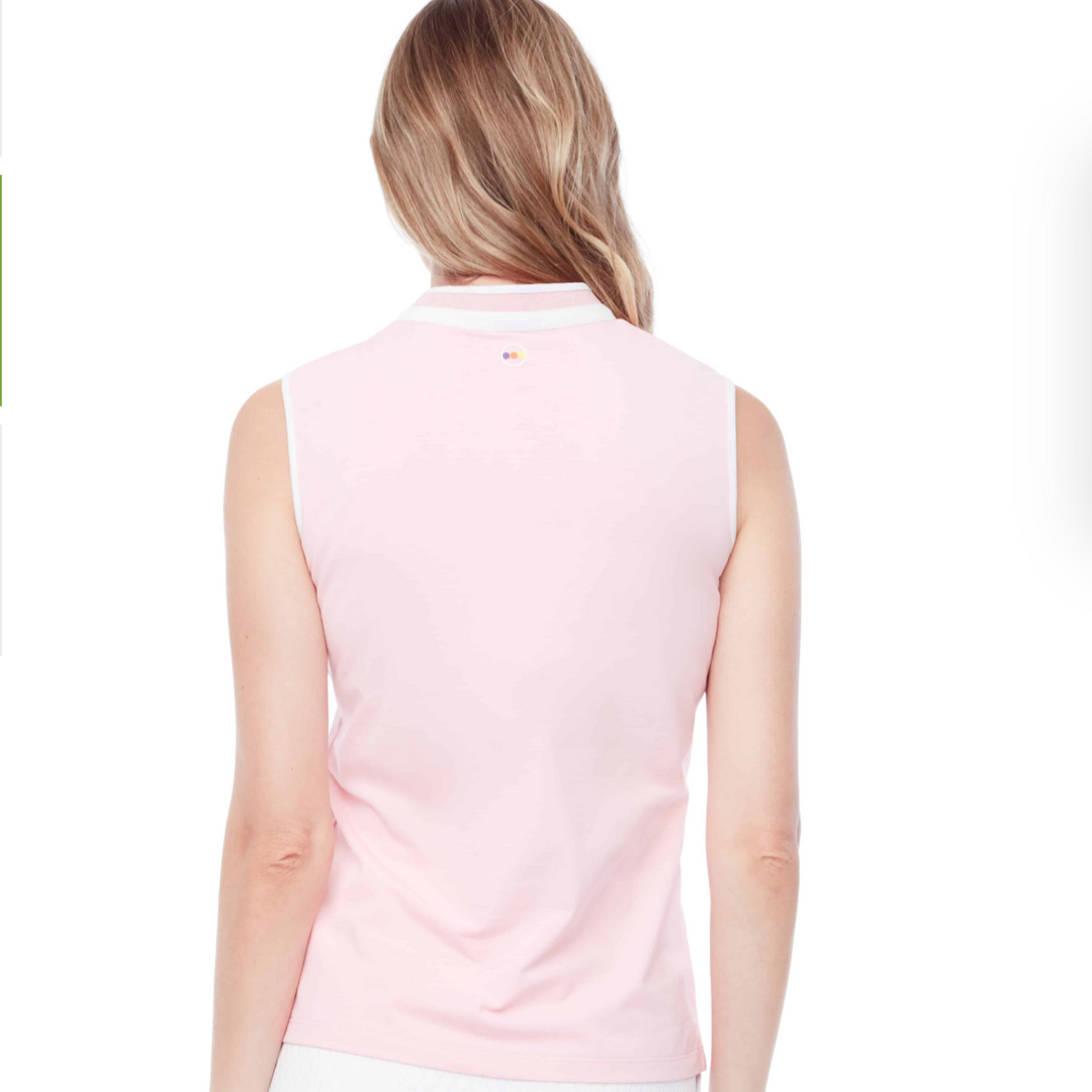 Swing Control Pique Mock Neck Sleeveless Shirt - Pink