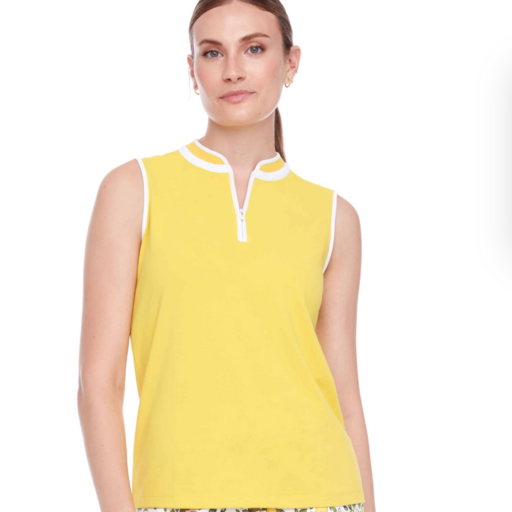 Swing Control Pique Mock Neck Sleeveless Shirt - Zest