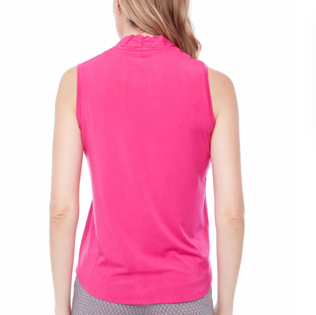 Swing Control Pique Mock Neck Sleeveless Shirt - Bubblegum