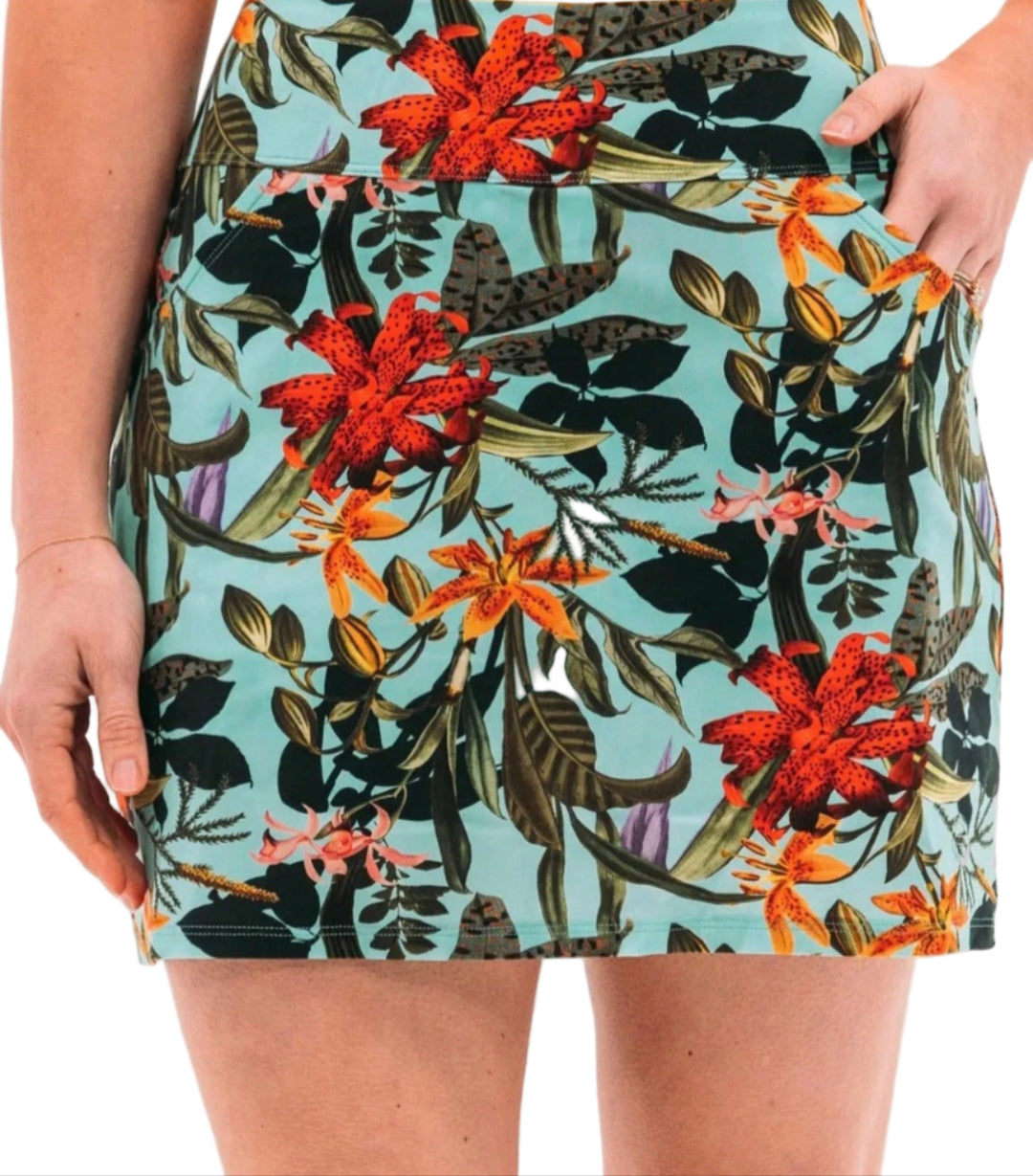 Foray Golf Basic Pocket 15.5" Skirt - Hot Tropics Floral - Skorzie