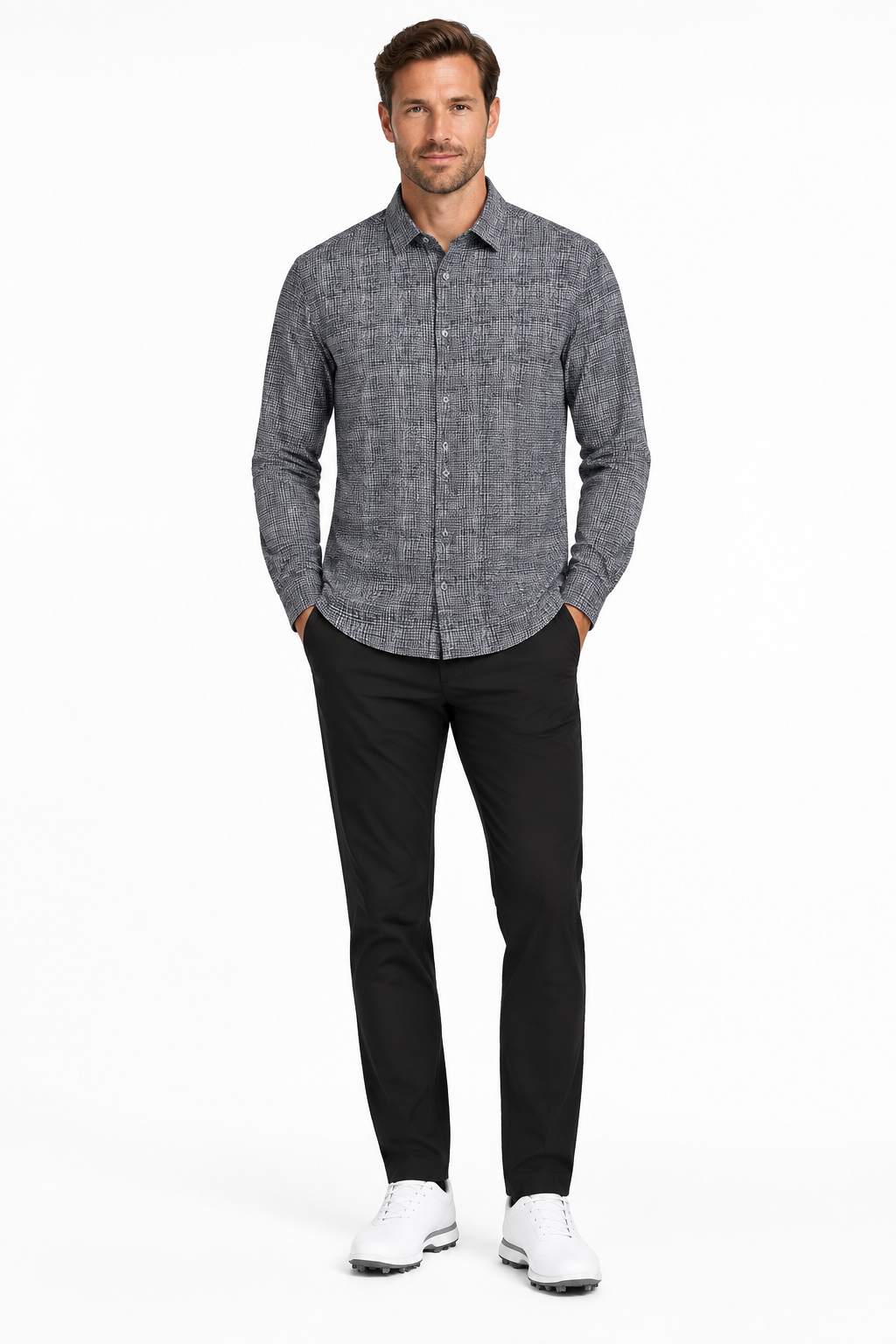 Bugatchi Men's Shirt Julian Pebble Print Black Size XL