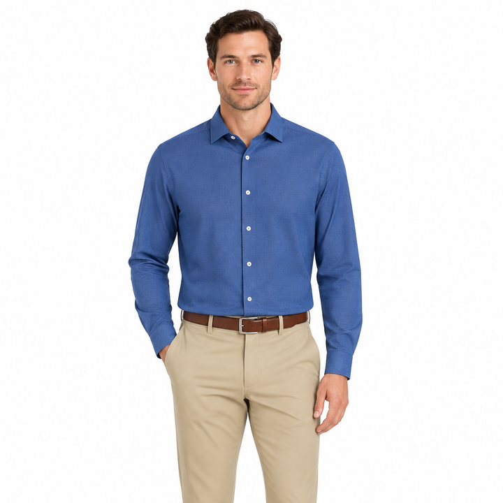 Luchiano Visconti Men's Shirt Azienda Knit Indigo Size S