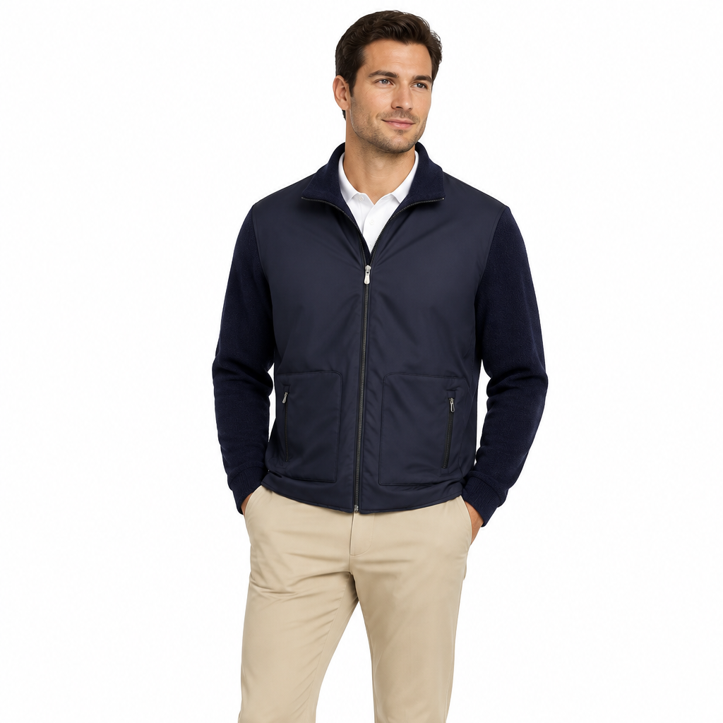 Luchiano Visconti Men's Sweater Full-Zip Navy Size S