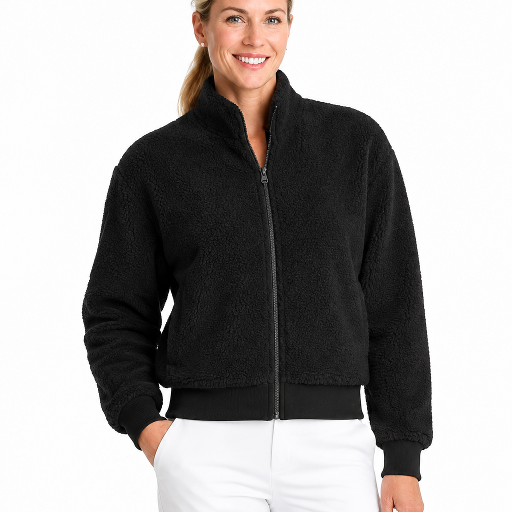 Amy Sport Women's Bomber Jacket Danni Cotton Sherpa Black Size XS