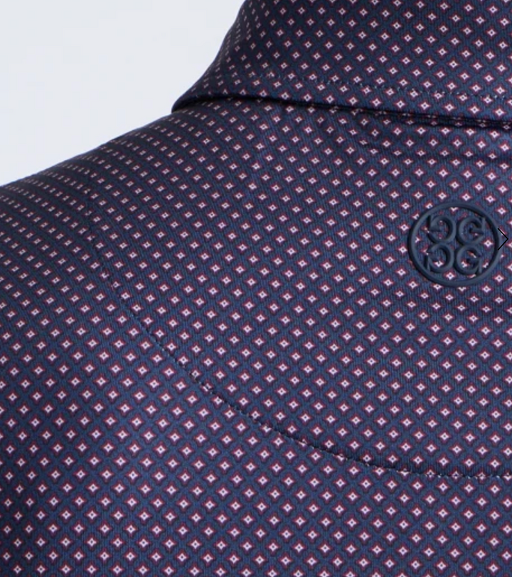 G/FORE Men's Polo Diamond Geo Tech Jersey Twilight/Dark Plum Size M