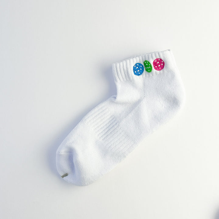 PB & Jelly Three Pickleball Socks - White