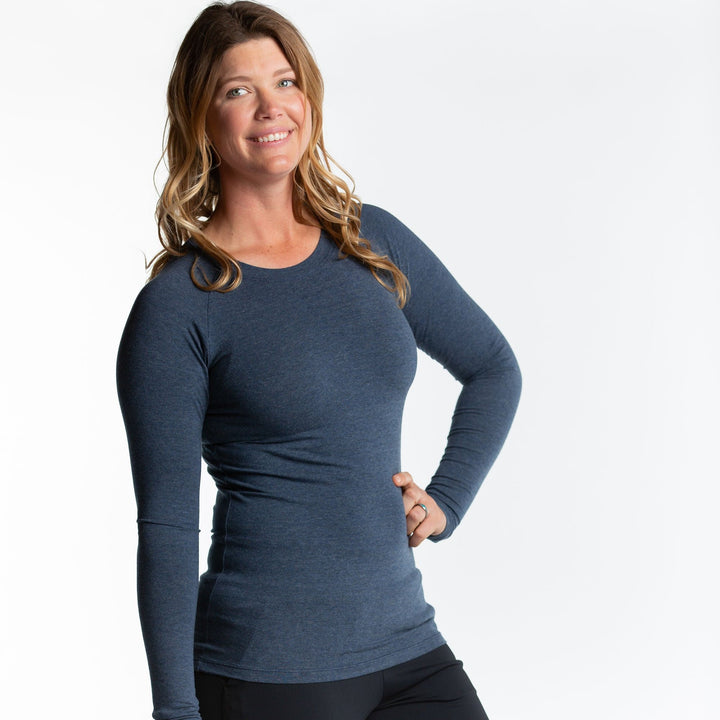 Abby Long Sleeve Tee - Heathered Midnight