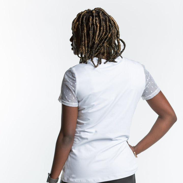 Shannon Short Sleeve Mesh Tee - White Dot Mesh - Small